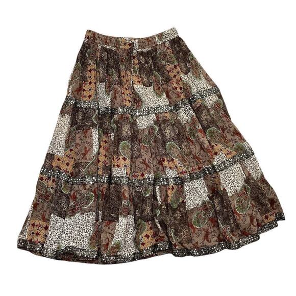 Vintage BHAGS boho & hippie sequin embelishment paisley prints maxi dress Large - Picture 1 of 5